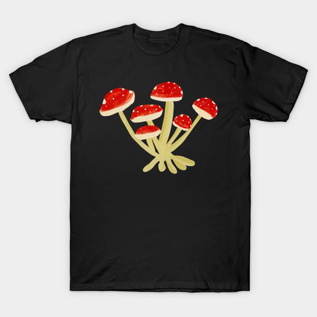 Cottagecore Red Mushrooms T-Shirt by HabitudeSupplyCo